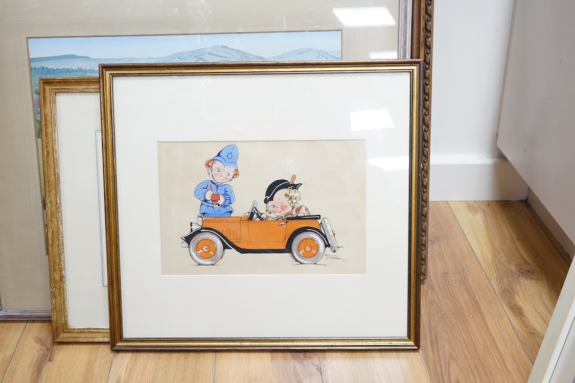 Phyllis Cooper, comical gouache, 'You’re more than a number in my little red book', signed, 20 x 30cm. Condition - good